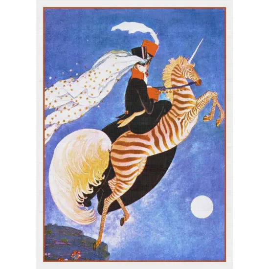 Art Deco Zebra Unicorn Vogue Cover Benito Counted Cross Stitch Pattern {2}