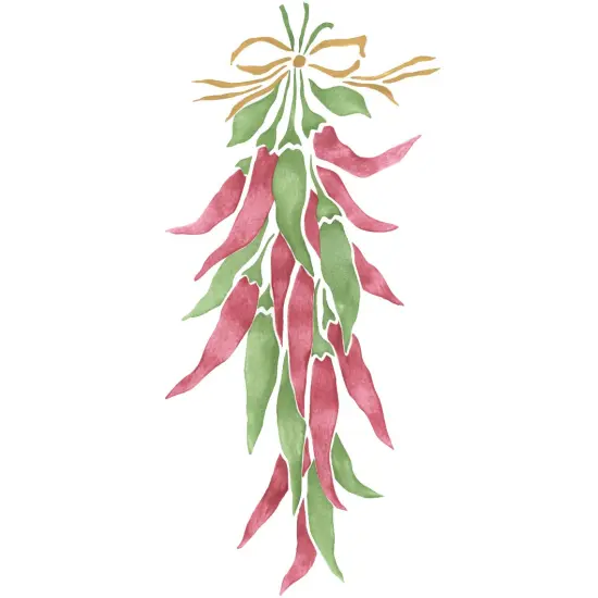 Hanging Chili Peppers Wall Stencil | 2130 by Designer Stencils | Pattern Stencils | Reusable Stencils for Painting | Safe & Reusable Template for Wall Decor | Try This Stencil Instead of a Wallpaper | Easy to Use & Clean Art Stencil Pattern {1}