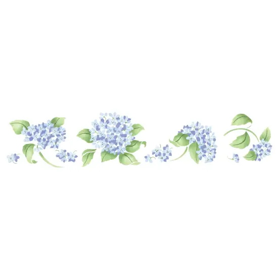 Small Hydrangea Wall Stencil Border | 2077 by Designer Stencils | Floral Stencils | Reusable Art Craft Stencils for Painting on Walls, Canvas, Wood | Reusable Plastic Paint Stencil for Home Makeover | Easy to Use & Clean Art Stencil {1}