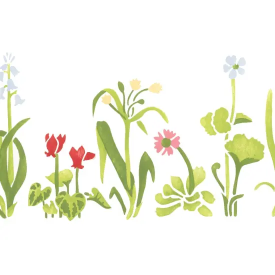 Row of Flowers Wall Stencil | 2177 by Designer Stencils | Floral Stencils | Reusable Art Craft Stencils for Painting on Walls, Canvas, Wood | Reusable Plastic Paint Stencil for Home Makeover | Easy to Use & Clean Art Stencil {2}