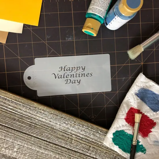 Happy Valentines Day Business Card Cookie Stencil | C215 by Designer Stencils | {3}