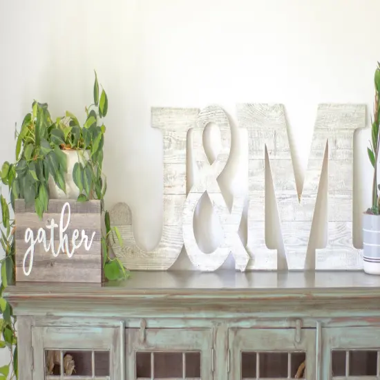Rustic Farmhouse Large 16" White Decorative Monogram Wood Letter {4}