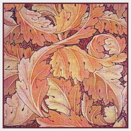 Acanthus Leaves In Reds by William Morris Counted Cross Stitch Pattern {2}