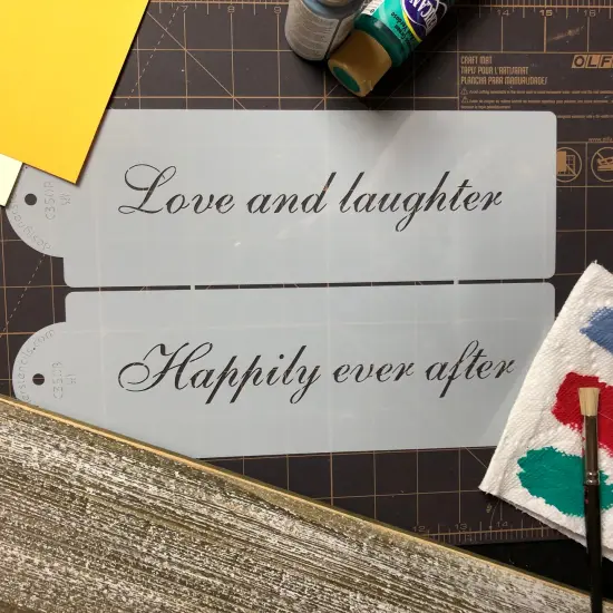 Love and Laughter Cake Stencils | C350 by Designer Stencils | Cake Decorating Tools | Baking Stencils for Royal Icing, Airbrush, Dusting Powder | Reusable Plastic Food Grade Stencil for Cakes | Easy to Use & Clean Cake Stencil {2}