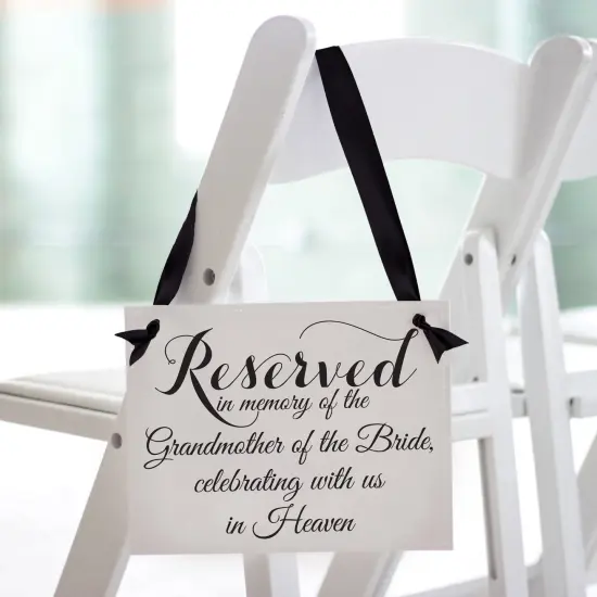 Ritzy Rose Grandmother of the Groom Memorial Sign - Black on 11x8in White Linen Cardstock with Black Ribbon {5}