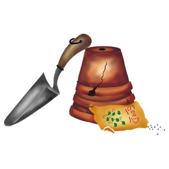 Pot with Seeds Wall Stencil | 2036 by Designer Stencils | Floral Stencils | Reusable Art Craft Stencils for Painting on Walls, Canvas, Wood | Reusable Plastic Paint Stencil for Home Makeover | Easy to Use & Clean Art Stencil {1}