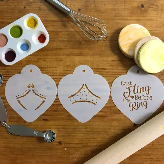 Bachelorette Cookie Stencil Set | C1042 by Designer Stencils | Cookie Decorating Tools | Baking Stencils for Royal Icing, Airbrush, Dusting Powder | Reusable Plastic Food Grade Stencil for Cookies | Easy to Use & Clean Cookie Stencil {2}