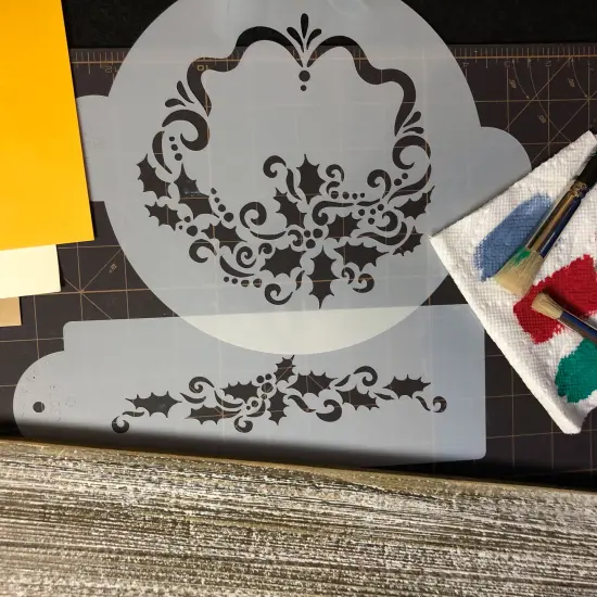 Holly Set Cake Stencils | C327 by Designer Stencils | Cake Decorating Tools | Baking Stencils for Royal Icing, Airbrush, Dusting Powder | Reusable Plastic Food Grade Stencil for Cakes | Easy to Use & Clean Cake Stencil {4}