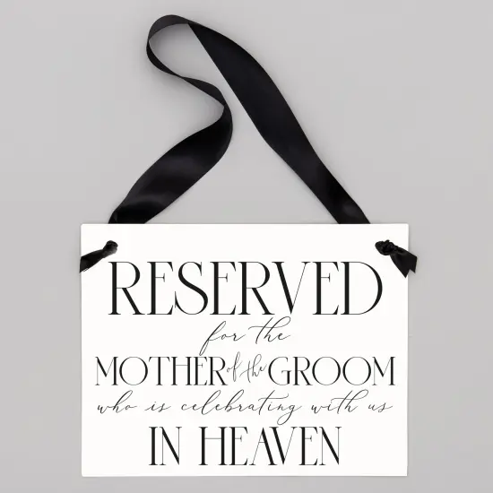 Ritzy Rose Mother of the Groom Memorial Sign - Black on 11x8in White Linen Cardstock with Black Ribbon {5}