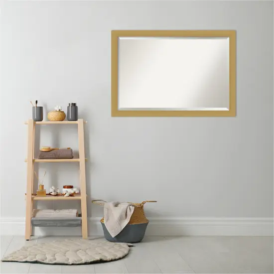 Beveled Bathroom Wall Mirror, Grace Brushed Gold Frame {5}