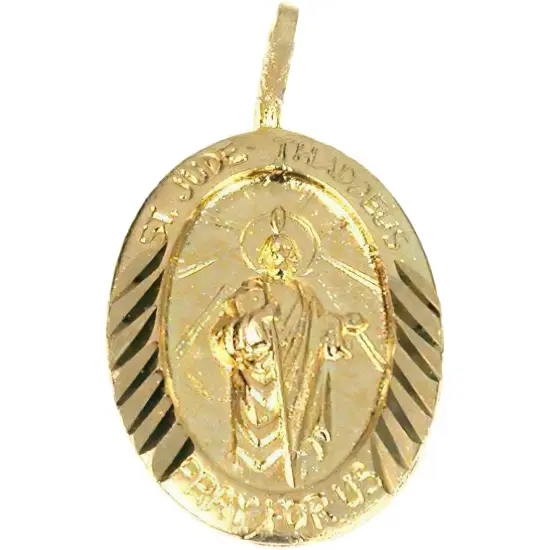 14K Gold St Jude Thaddeus Charm 18" Chain Jewelry {1}