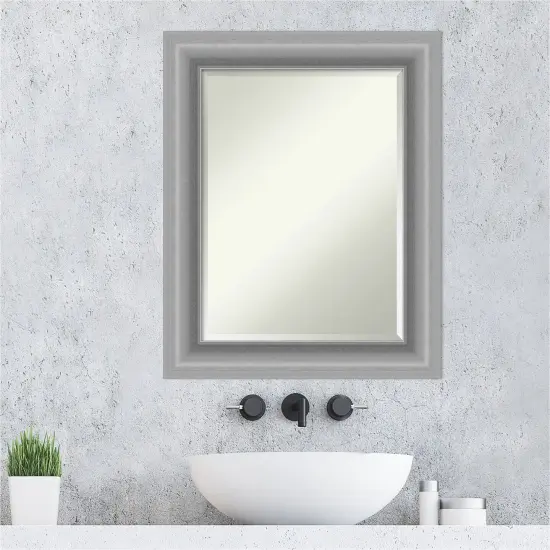 Beveled Bathroom Wall Mirror, Peak Polished Nickel Frame {6}