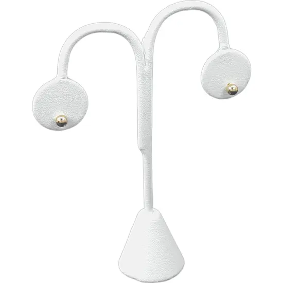 White Leather Earring Tree Display Stand Jewelry 4.75" {1}