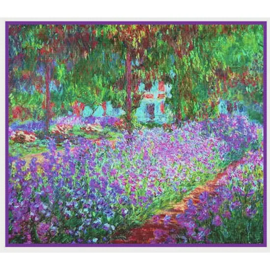 The Artist's Garden in Giverny inspired by Claude Monet's impressionist painting Counted Cross Stitch Pattern {2}