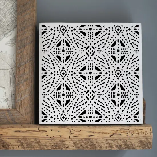 Tribal Stitches All Over Embossing 12 x 12 Stencil | FS077 by Designer Stencils | Pattern Stencils | Reusable Stencils for Painting on Wood, Wall, Tile, Canvas, Paper, Fabric, Furniture, Floor | Try Instead of a Wallpaper | Easy to Use & Clean {4}