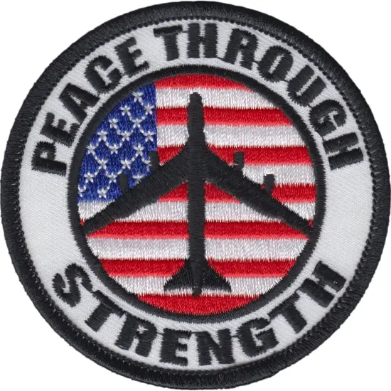 U.S. Military Peace Through Strength American Flag Patch White & Blue 3" {1}
