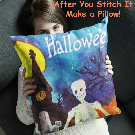 Halloween Skeleton Full Moon Detail Counted Cross Stitch Pattern {4}