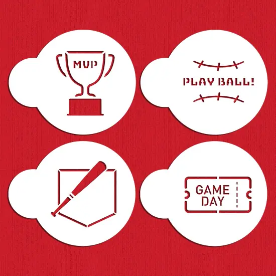 Small Sports Themed Candy Stencils | C1078 by Designer Stencils | Candy & Cookie Decorating Tools | Baking Stencils for Royal Icing, Airbrush, Dusting Powder | Reusable Plastic Food Grade Stencil for Cookies | Easy to Use & Clean {1}