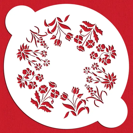 Spring Garden Cake Stencil Top | C240 by Designer Stencils | Cake Decorating Tools | Baking Stencils for Royal Icing, Airbrush, Dusting Powder | Reusable Plastic Food Grade Stencil for Cakes | Easy to Use & Clean Cake Stencil {1}
