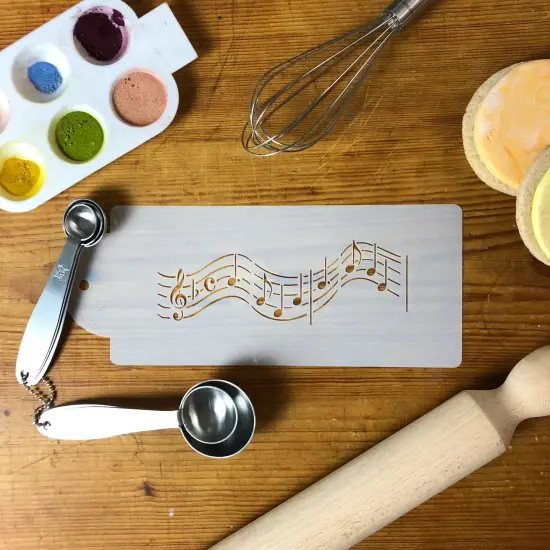 Musical Notes Cake Stencil: Short Version | C158T by Designer Stencils | Cake Decorating Tools | Baking Stencils for Royal Icing, Airbrush, Dusting Powder | Reusable Plastic Food Grade Stencil for Cakes | Easy to Use & Clean Cake Stencil {4}