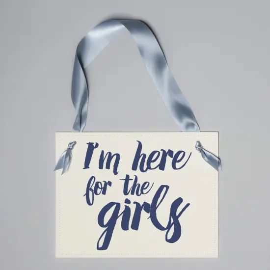 Ritzy Rose Cute Ring Bearer Sign - Black on 11x8in Ivory Linen Cardstock with Dusty Blue Ribbon {2}