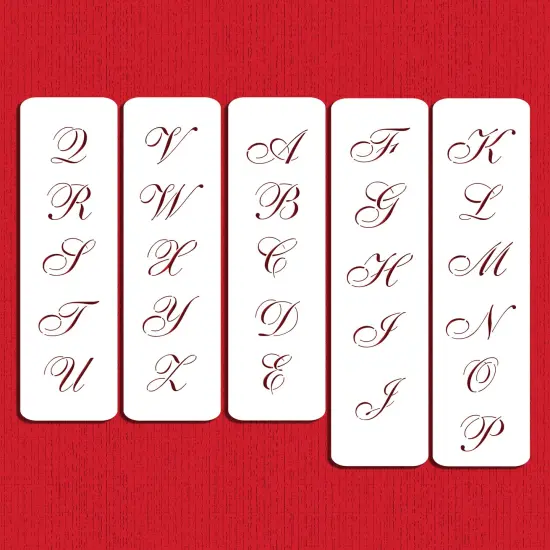1.75-Inch Script Monogram Cake Stencil | C110 by Designer Stencils | Cake Decorating Tools | Baking Stencils for Royal Icing, Airbrush, Dusting Powder | Reusable Plastic Food Grade Stencil for Cakes | Easy to Use & Clean Cake Stencil {1}