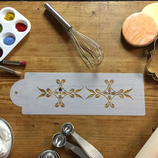 French Medallion Cake Stencil Side | C068 by Designer Stencils | Cake Decorating Tools | Baking Stencils for Royal Icing, Airbrush, Dusting Powder | Reusable Plastic Food Grade Stencil for Cakes | Easy to Use & Clean Cake Stencil {3}