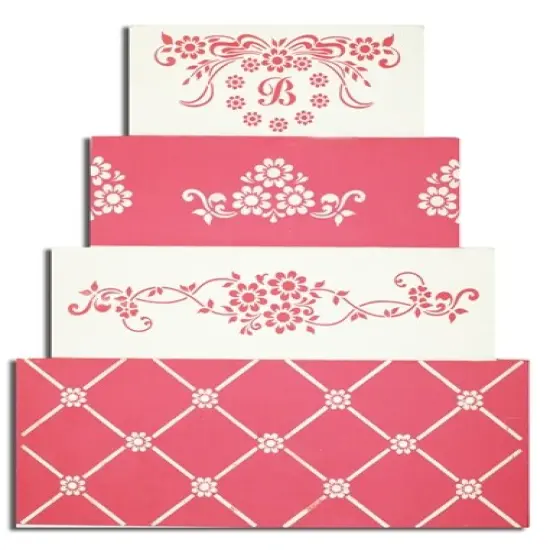 Four Tier Daisy Lattice Cake Stencil Set | C380 by Designer Stencils | Cake Decorating Tools | Baking Stencils for Royal Icing, Airbrush, Dusting Powder | Reusable Plastic Food Grade Stencil for Cakes | Easy to Use & Clean Cake Stencil {4}