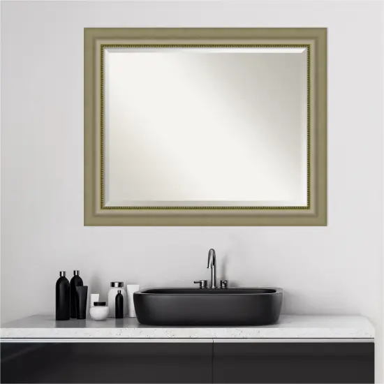 Beveled Wood Bathroom Wall Mirror, Vegas Silver Frame {5}