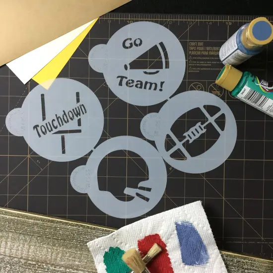 Large Football Cookie Stencils | C253 by Designer Stencils | Cookie Decorating Tools | Baking Stencils for Royal Icing, Airbrush, Dusting Powder | Reusable Plastic Food Grade Stencil for Cookies | Easy to Use & Clean Cookie Stencil {4}
