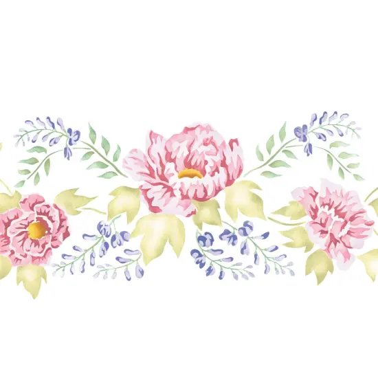 Large Peony and Hydrangea Wall Stencil | 1829 by Designer Stencils | Floral Stencils | Reusable Art Craft Stencils for Painting on Walls, Canvas, Wood | Reusable Plastic Paint Stencil for Home Makeover | Easy to Use & Clean Art Stencil {2}