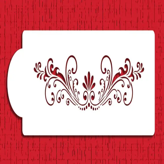 Fleur De Lis Cake Stencil Side #2 | C375 by Designer Stencils | Cake Decorating Tools | Baking Stencils for Royal Icing, Airbrush, Dusting Powder | Reusable Plastic Food Grade Stencil for Cakes | Easy to Use & Clean Cake Stencil {1}