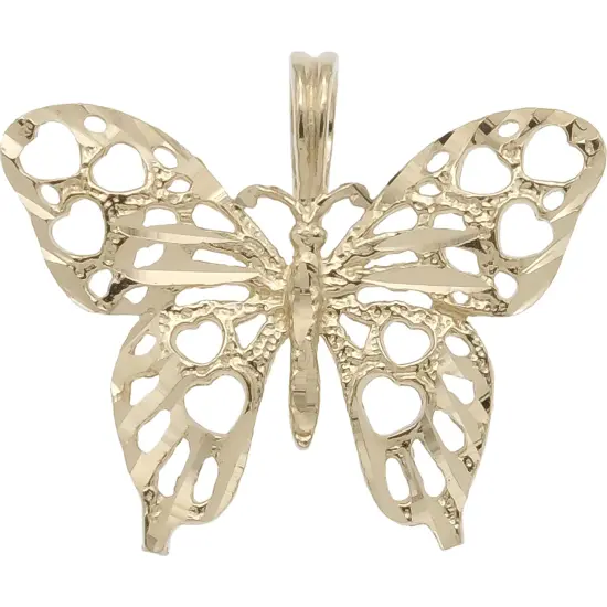 Butterfly Charm 17mm & 18" Chain 14k Gold {2}