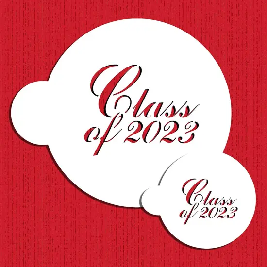 Class of 2023 Cookie Stencil | C145-23 by Designer Stencils | Cookie Decorating Tools | Baking Stencils for Royal Icing, Airbrush, Dusting Powder | Reusable Plastic Food Grade Stencil for Cookies | Easy to Use & Clean Cookie Stencil {1}