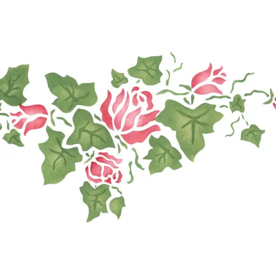 Large Rose Ivy Wall Stencil Border | 040B by Designer Stencils | Floral Stencils | Reusable Art Craft Stencils for Painting on Walls, Canvas, Wood | Reusable Plastic Paint Stencil for Home Makeover | Easy to Use & Clean Art Stencil {2}