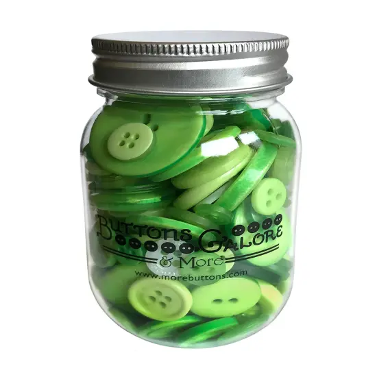 Buttons Galore Mason Jar Colorful Craft & Sewing Buttons Green {1}