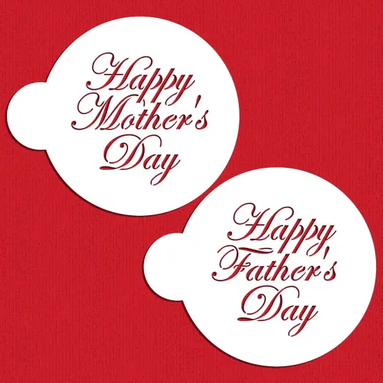 Script Happy Mother's & Father's Day Cookie Stencil Set | C1062 by Designer Stencils | Cookie Decorating Tools | Baking Stencils for Royal Icing, Airbrush, Dusting Powder | Reusable Plastic Food Grade Stencil for Cookies | Easy to Use & Clean {1}