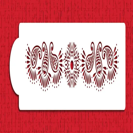 Mehndi Cake Stencil Tier #2 | C391 by Designer Stencils | Cake Decorating Tools | Baking Stencils for Royal Icing, Airbrush, Dusting Powder | Reusable Plastic Food Grade Stencil for Cakes | Easy to Use & Clean Cake Stencil {1}