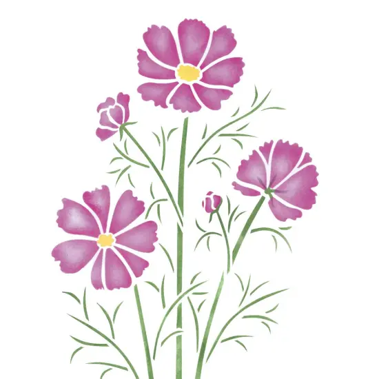 Cosmos Flower Wall Stencil | 1307 by Designer Stencils | Reusable Art Craft Stencils for Painting | {2}