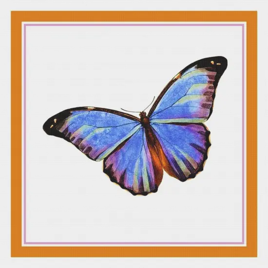 Colorful Light Blue and Black Butterfly Counted Cross Stitch Chart Pattern {2}