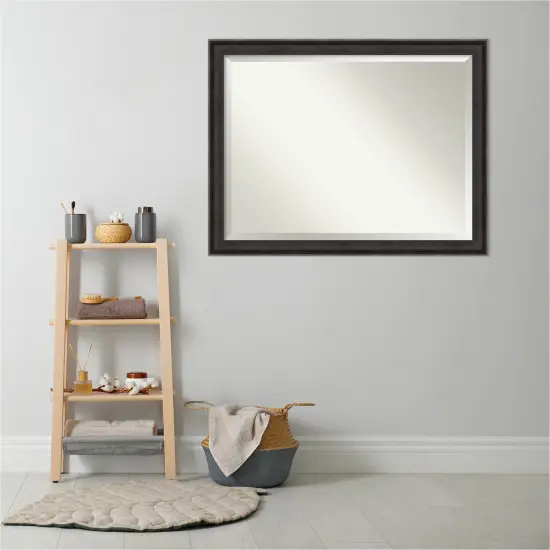 Beveled Wood Bathroom Wall Mirror, Allure Charcoal Frame {5}