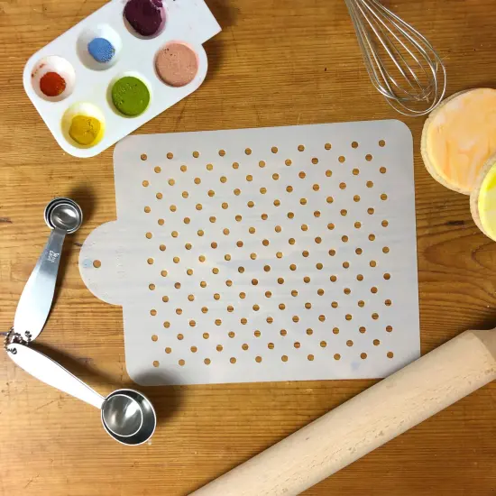 Mini Polka Dot Cake Stencil | C206 by Designer Stencils | Cake Decorating Tools | Baking Stencils for Royal Icing, Airbrush, Dusting Powder | Reusable Plastic Food Grade Stencil for Cakes | Easy to Use & Clean Cake Stencil {2}