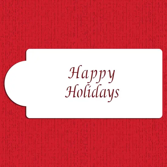 Happy Holidays Business Card Size Cookie Stencil | Cookie Decorating Tools | Baking Stencils for Royal Icing, Airbrush, Dusting Powder | Reusable Plastic Food Grade Stencil for Cookies | Easy to Use & Clean Cookie Stencil | C255 by Designer Stencils {1}