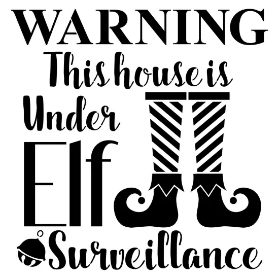 Elf Surveillance Embossing 12 x 12 Stencil | FS084 by Designer Stencils | Word & Phrase Stencils | Reusable Stencils for Painting on Wood, Wall, Tile, Canvas, Paper, Fabric, Furniture, Floor | Reusable Stencil for Home Makeover {1}