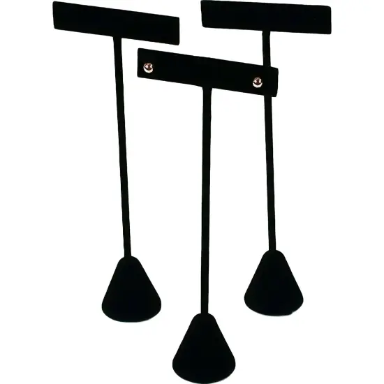 3 Black Velvet Earring T Stand Displays 6 1/2" {1}