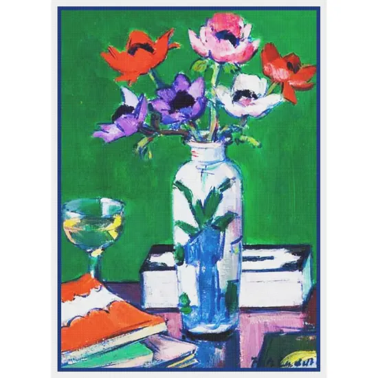 Anemone Flowers Still Life Francis Cadell Counted Cross Stitch Pattern {2}