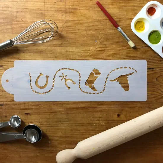 Cowboy Cake Stencil Side | C269 by Designer Stencils | Cake Decorating Tools | Baking Stencils for Royal Icing, Airbrush, Dusting Powder | Reusable Plastic Food Grade Stencil for Cakes | Easy to Use & Clean Cake Stencil {3}