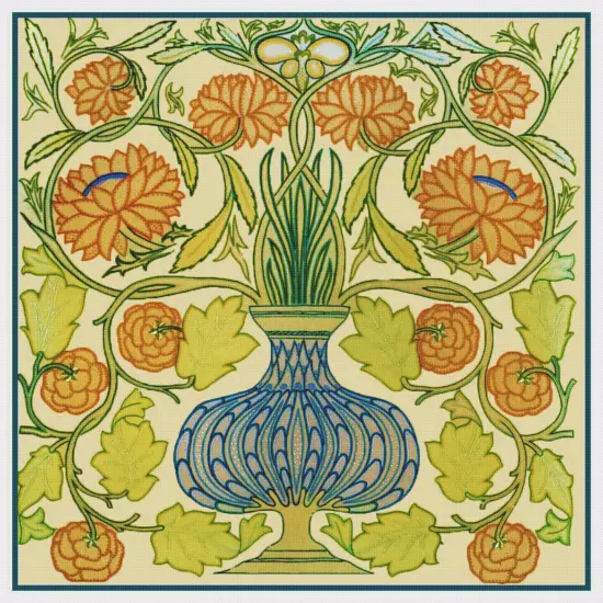 The Dahlia Pot inspired by a William Morris Embroidery Counted Cross Stitch Pattern {2}