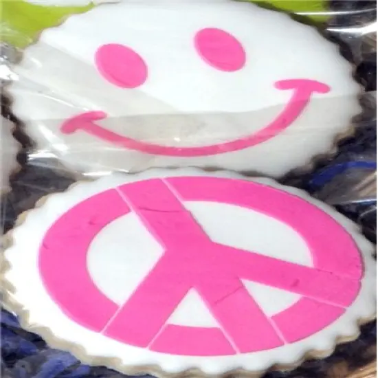 Peace & Happiness Cookie Stencils Set | C399 by Designer Stencils | Cookie Decorating Tools | Baking Stencils for Royal Icing, Airbrush, Dusting Powder | Reusable Plastic Food Grade Stencil for Cookies | Easy to Use & Clean Cookie Stencil {3}