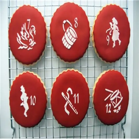 Small Twelve Days of Christmas Cookie & Cupcake Stencils | C200 by Designer Stencils | Cookie Decorating Tools | Baking Stencils for Royal Icing, Airbrush | Reusable Plastic Food Grade Stencil for Cookies | Easy to Use & Clean Cookie Stencil {4}